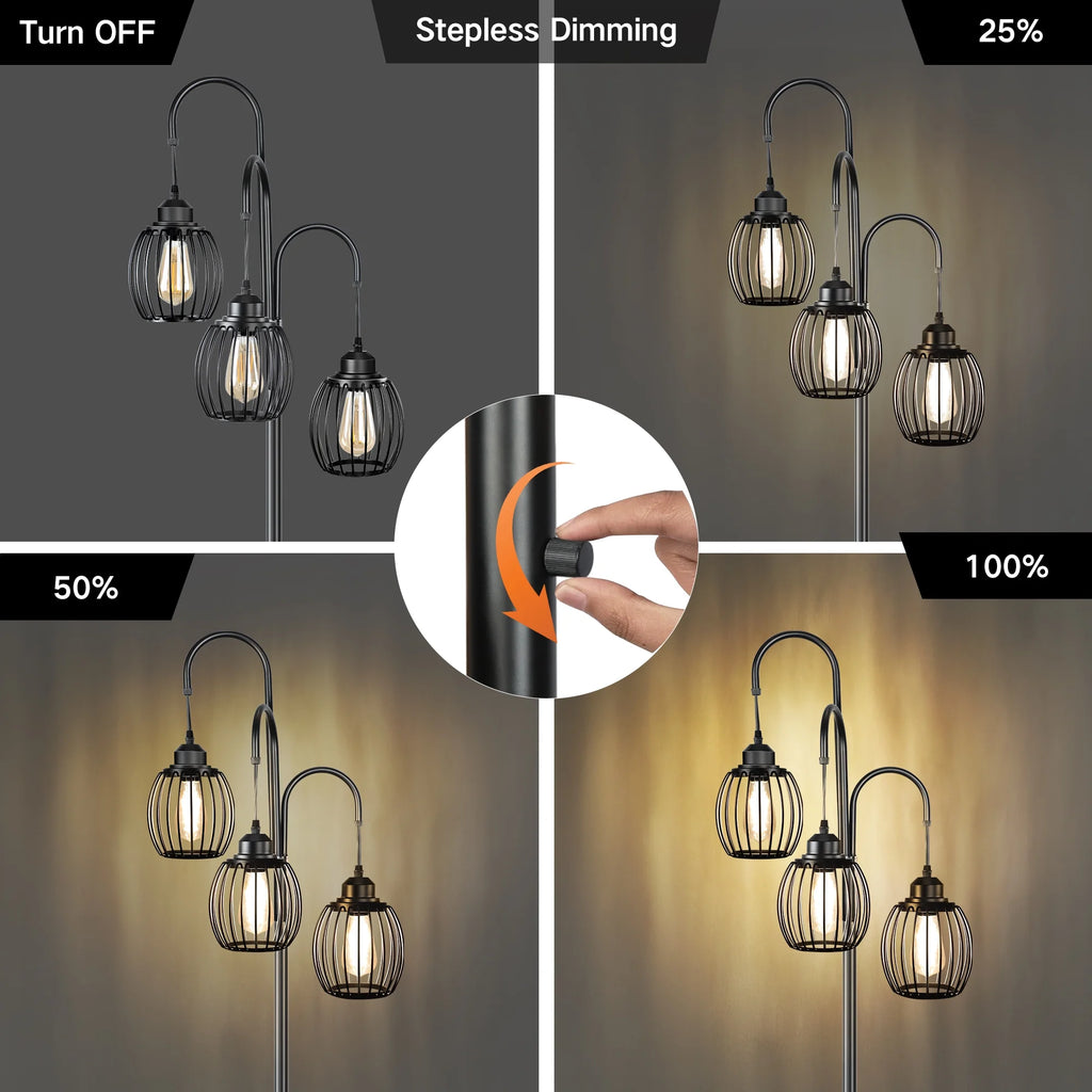 69'' Dimmable 3 Light Black Floor Lamp I930