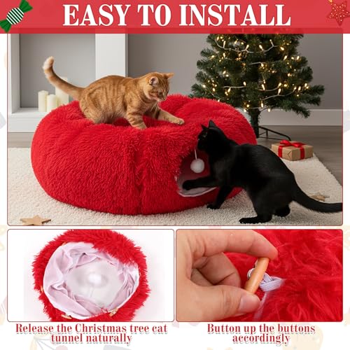 Soft Plush Cat Tunnel Bed with Central Mat F62597