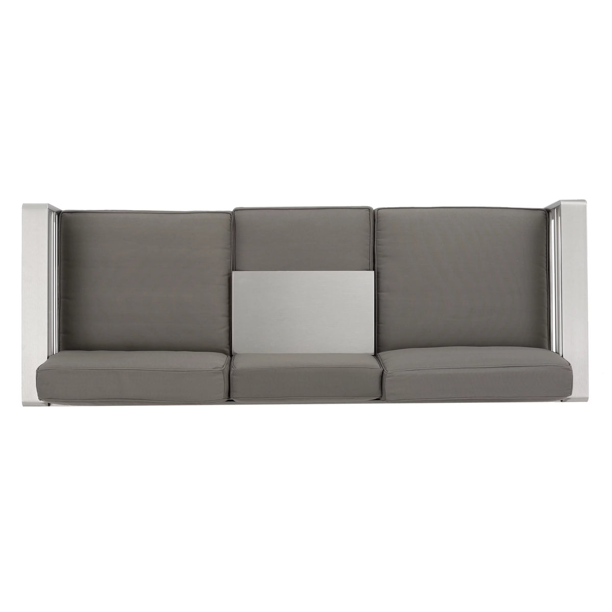 Light Gray and Gray 7 Seater Aluminum Chat Set with Fire Pit A630