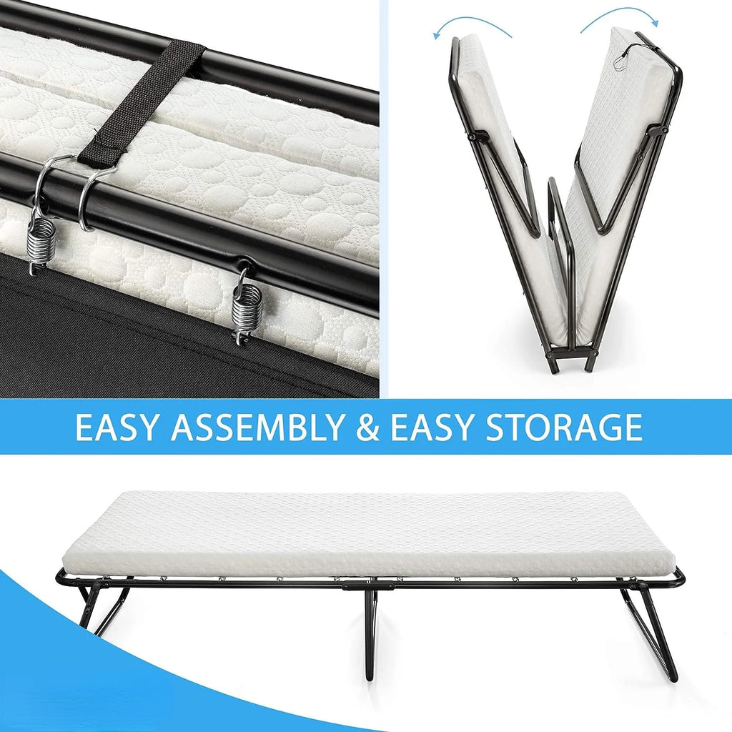 Folding Bed Cot with Memory Foam Mattress 31 inch B201