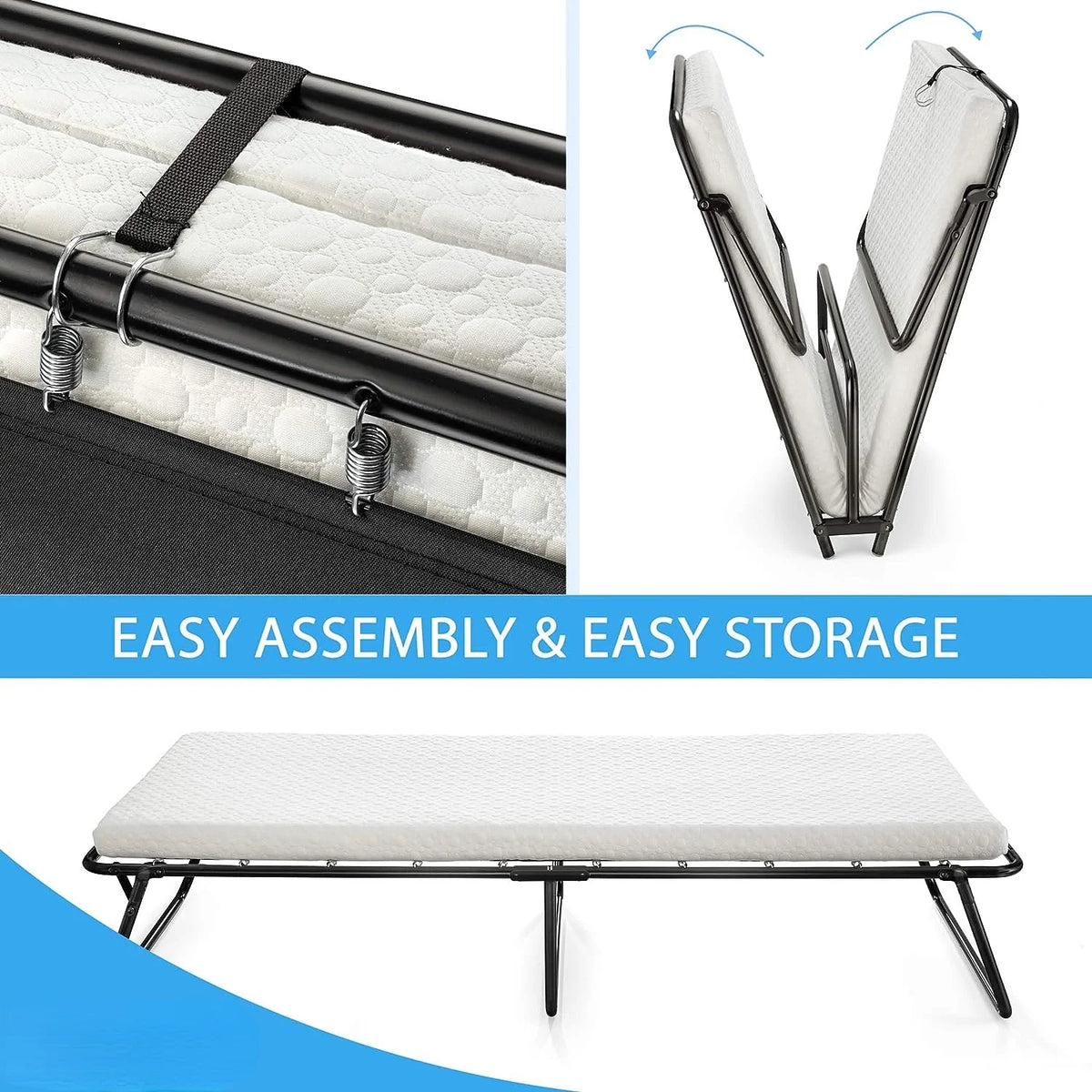 Folding Bed Cot with Memory Foam Mattress 31 inch B201