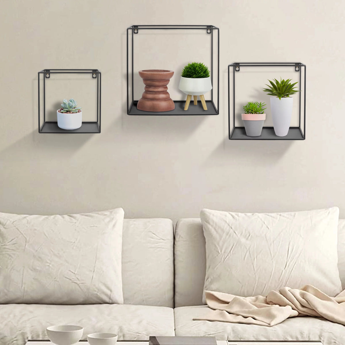 Wire Cube Shelf Set of 3 Shelves Black V156318