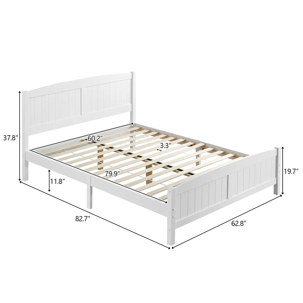 White Full Platform Bed with Headboard and Footboard N806344