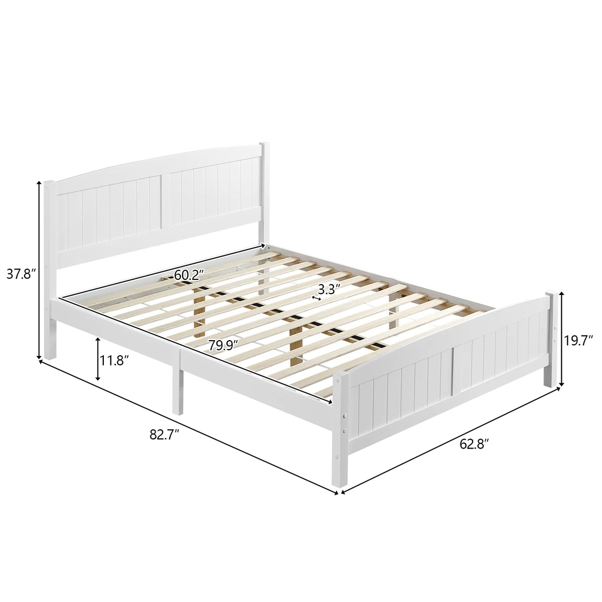 White Full Platform Bed with Headboard and Footboard N806344