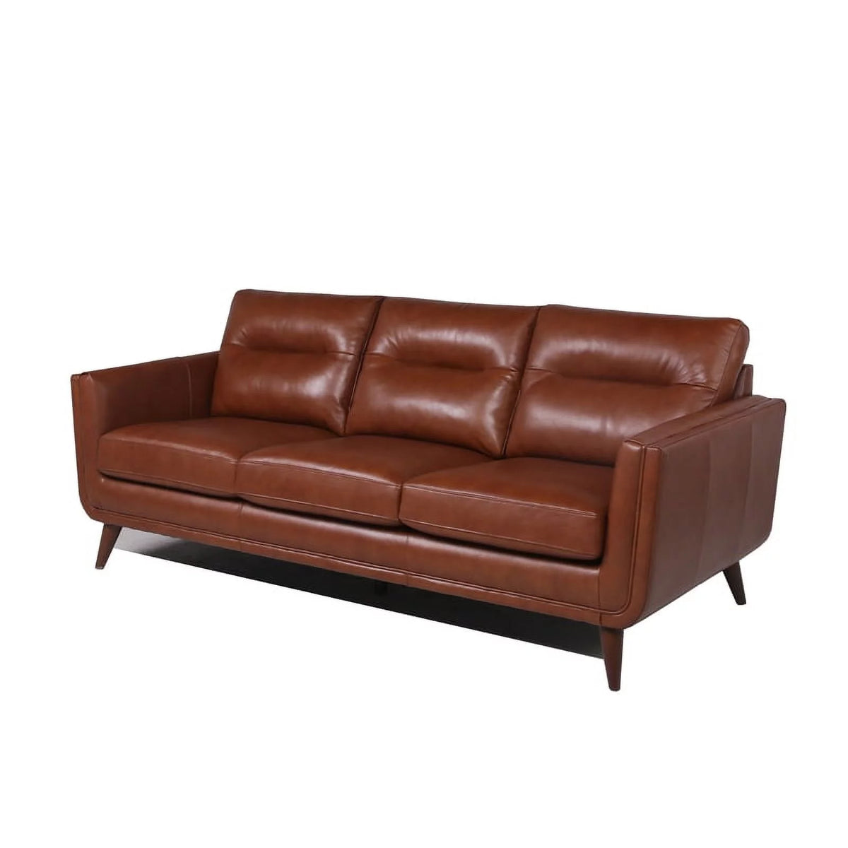Mid-Century Leather Sofa in Cobblestone Brown I906480