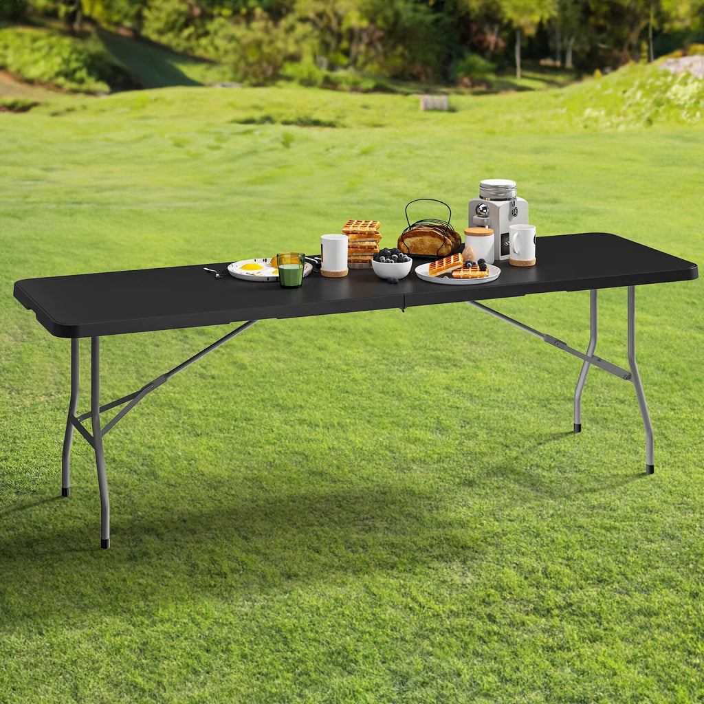 8FT Heavy Duty Folding Table with Carrying Handle, Black T62788