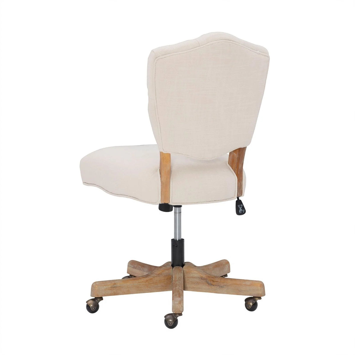 Beige Wood Upholstered Swivel Office Chair Q20142