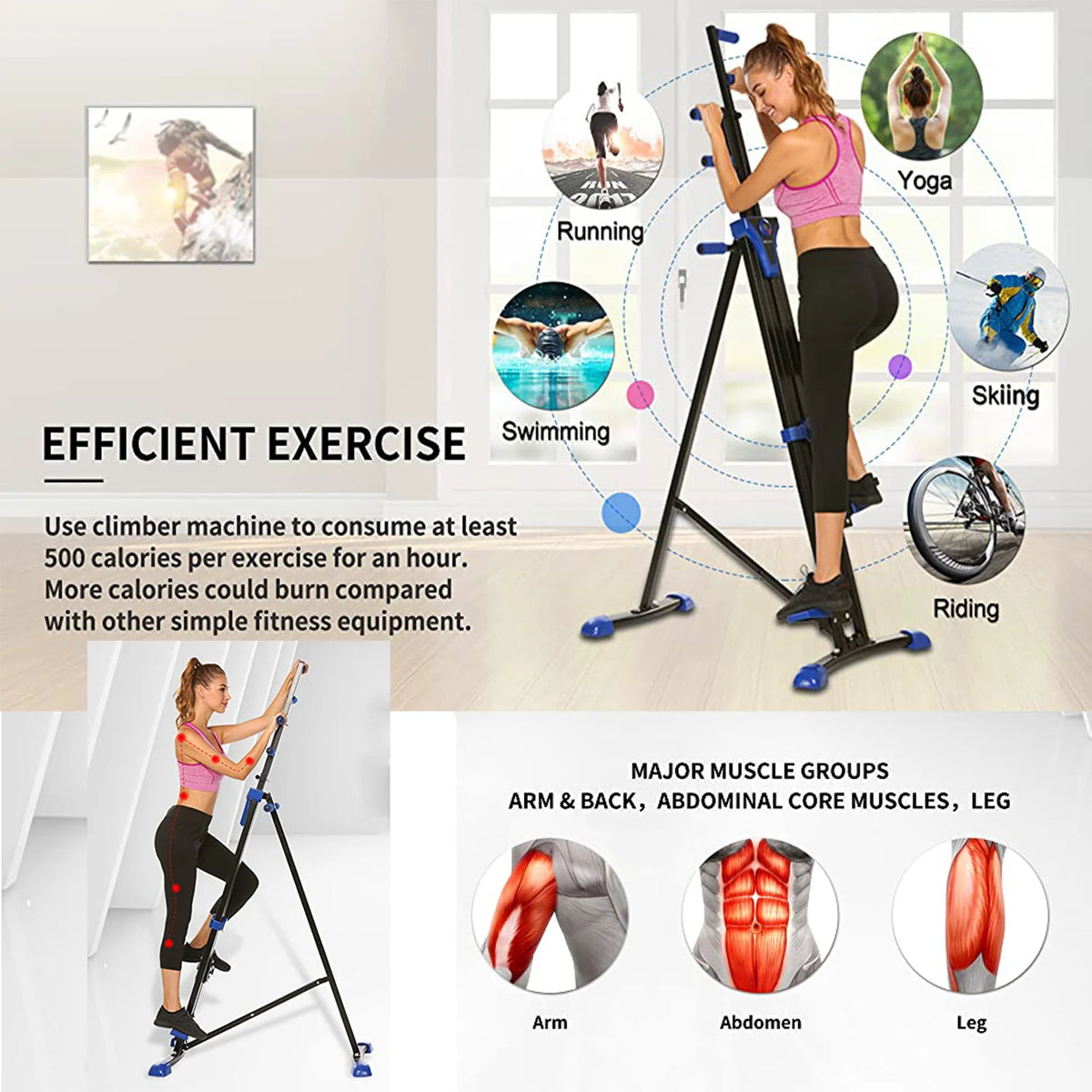 Vertical Climber and Folding Stair Stepper Machine J3749