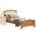 Wooden Twin Size Bed with Arched Slatted Headboard & Footboard S111