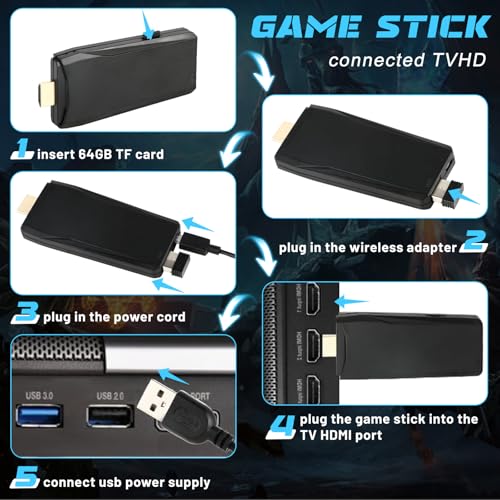 Wireless Retro Game Console with 20000+ Games, 9 Emulators, 4K Output, 2.4GHz Controller, 64G Z8202